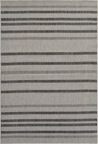 Vercai Rugs Terrace Collectie - Laagpolig Vloerkleed - Tapijt voor Binnen en Buiten - Polypropyleen - Zilver Zwart - 80x150 cm
