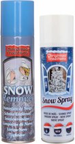 Kit de pulvérisation de neige 1x bombe à neige 600 ml et 1x spray de nettoyage 125 ml - Spray et dissolvant de neige artificielle / fausse neige