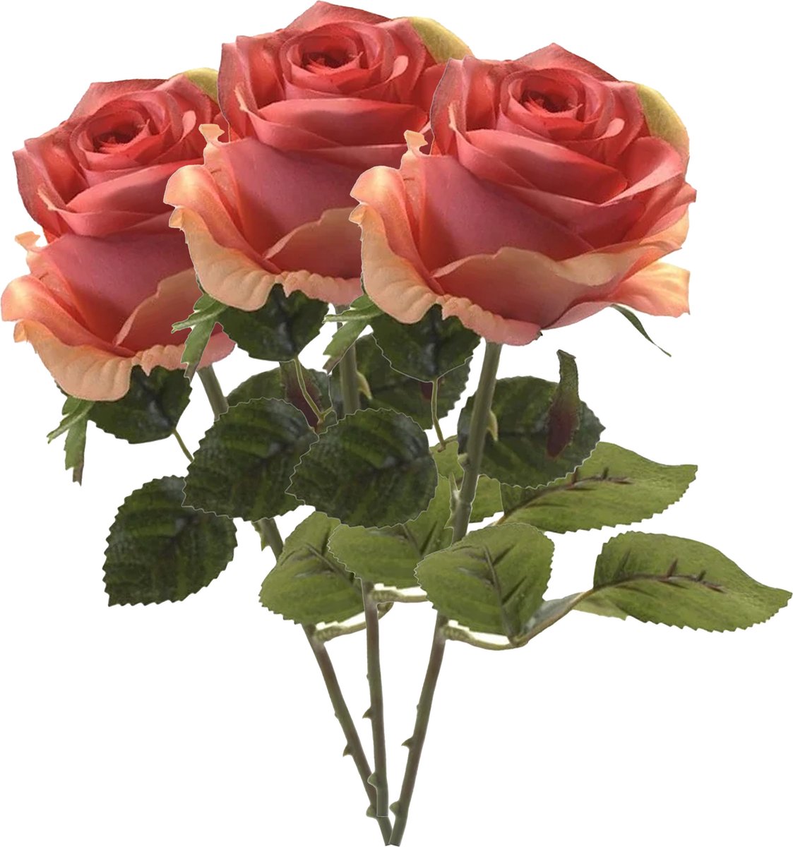 Emerald Kunstbloem roos Simone - 3x - roze - 45 cm - decoratie bloemen