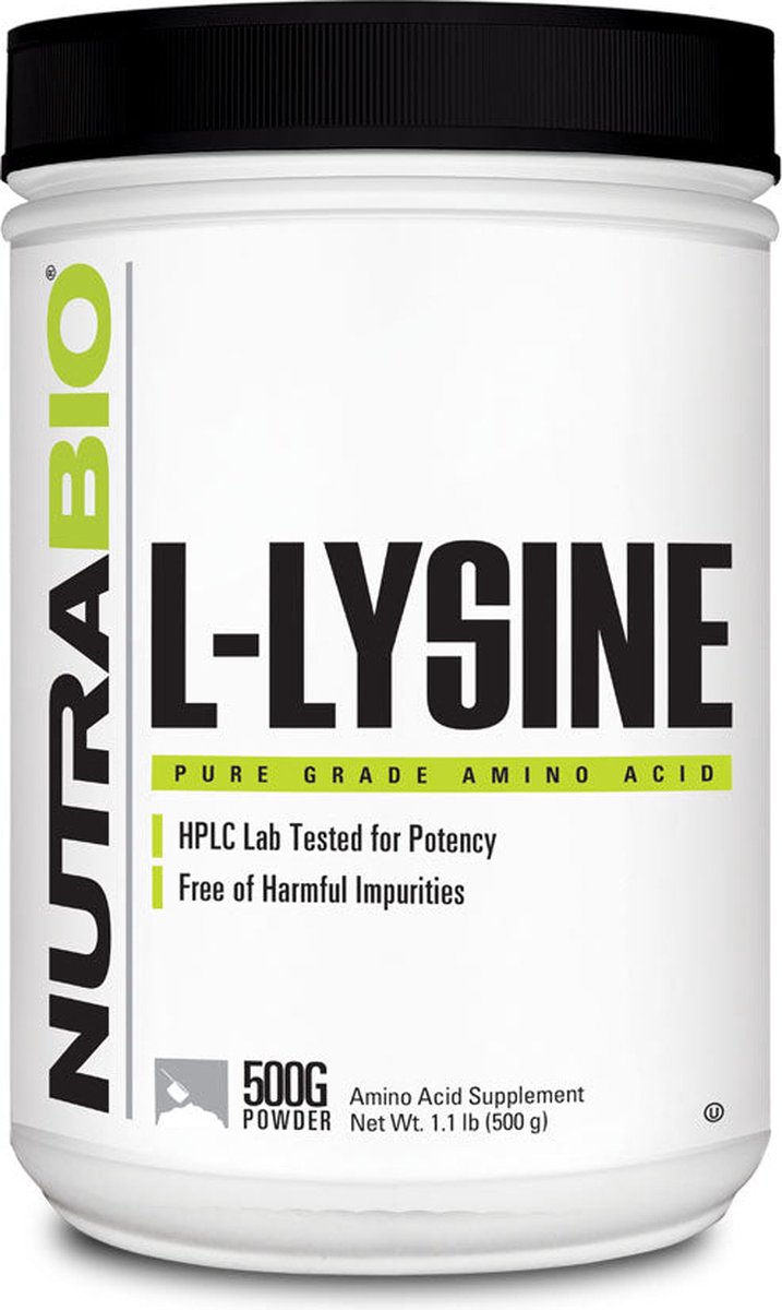 Goedkoopste NutraBio L-Lysine poeder - 500 gram - Aminozuren