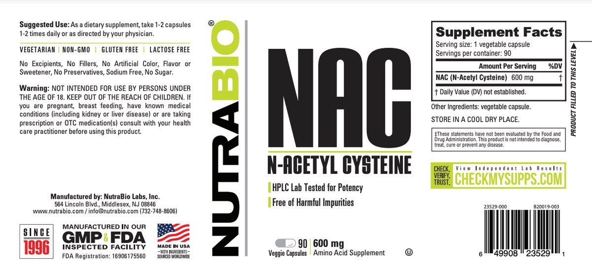 Goedkoopste NutraBio N-Acetyl-Cysteine - 90 Plantaardige Capsules
