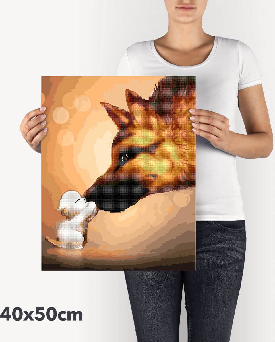 Schilderen Op Nummer Volwassenen DIY Hybrid Paint By Number Diamond Painting - Compleet Hobby Pakket op Frame met Vernis - ®Arty Bee - Beste Vrienden - 40x50cm — afbeelding 6