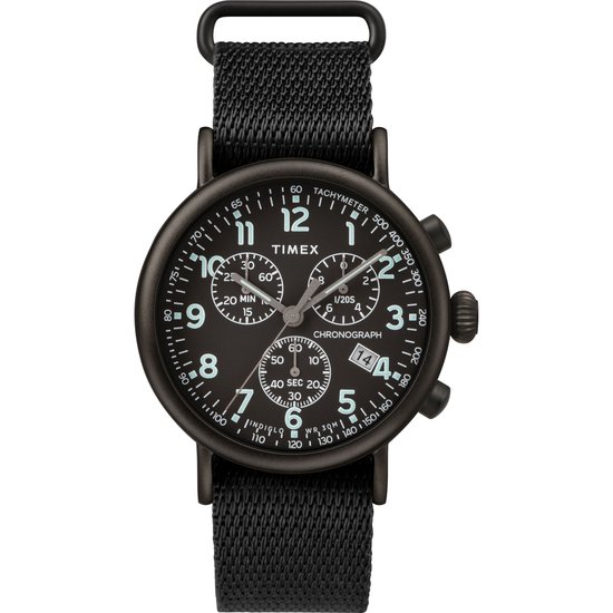 Timex Standard Chrono TW2T21200 Horloge - Textiel - Zwart - Ø 41 mm