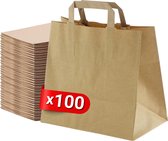 Tavas Sacs en papier 100 pièces marron 26x17x25 cm sacs en papier avec poignée sacs cadeaux de Noël