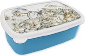 Broodtrommel Blauw - Lunchbox - Brooddoos - Dinosaurus - Kinderen - Jungle - Groen - Dieren - Natuur - 18x12x6 cm - Kinderen - Jongen