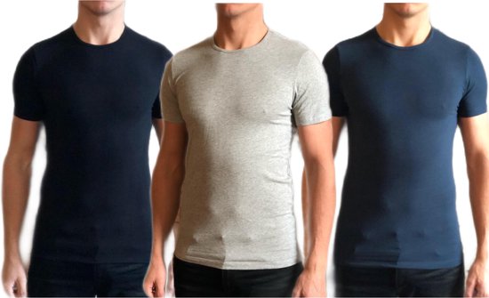 Dice mannen T-shirt ronde hals zwart/grijs/blauw