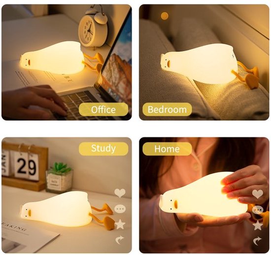 Nachtlampje Lie In Peace duck met 3 verschillende standen en 30 minuten timer USB-C van Merkloos — afbeelding 3