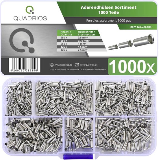 Quadrios 22C485 Assortiment d'embouts simples non isolé 1000 pc(s)