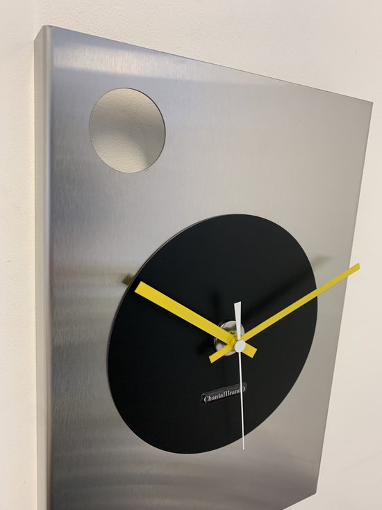 Horloge murale CHANTALBRANDO CYCLOP == ARGENT & BLACK == DESIGN MODERNE = NOIR & ARGENT