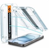 Spigen Glass Montage Frame EZ FIT 2 Pack AGL06903 Screenprotector voor iPhone 15 - Transparant