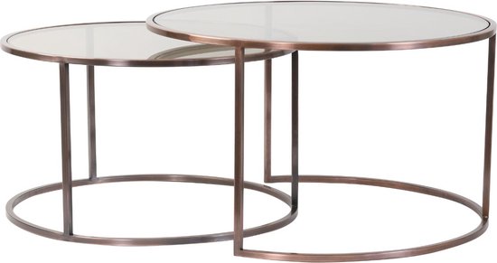 Light & Living Salontafel Talca - Licht Goud - Ø75cm +Ø65cm - Modern