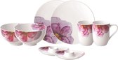 Villeroy & Boch - Service de table en porcelaine Rose Garden , 8 pièces, motif floral moderne, vaisselle de petit-déjeuner pour 2 personnes