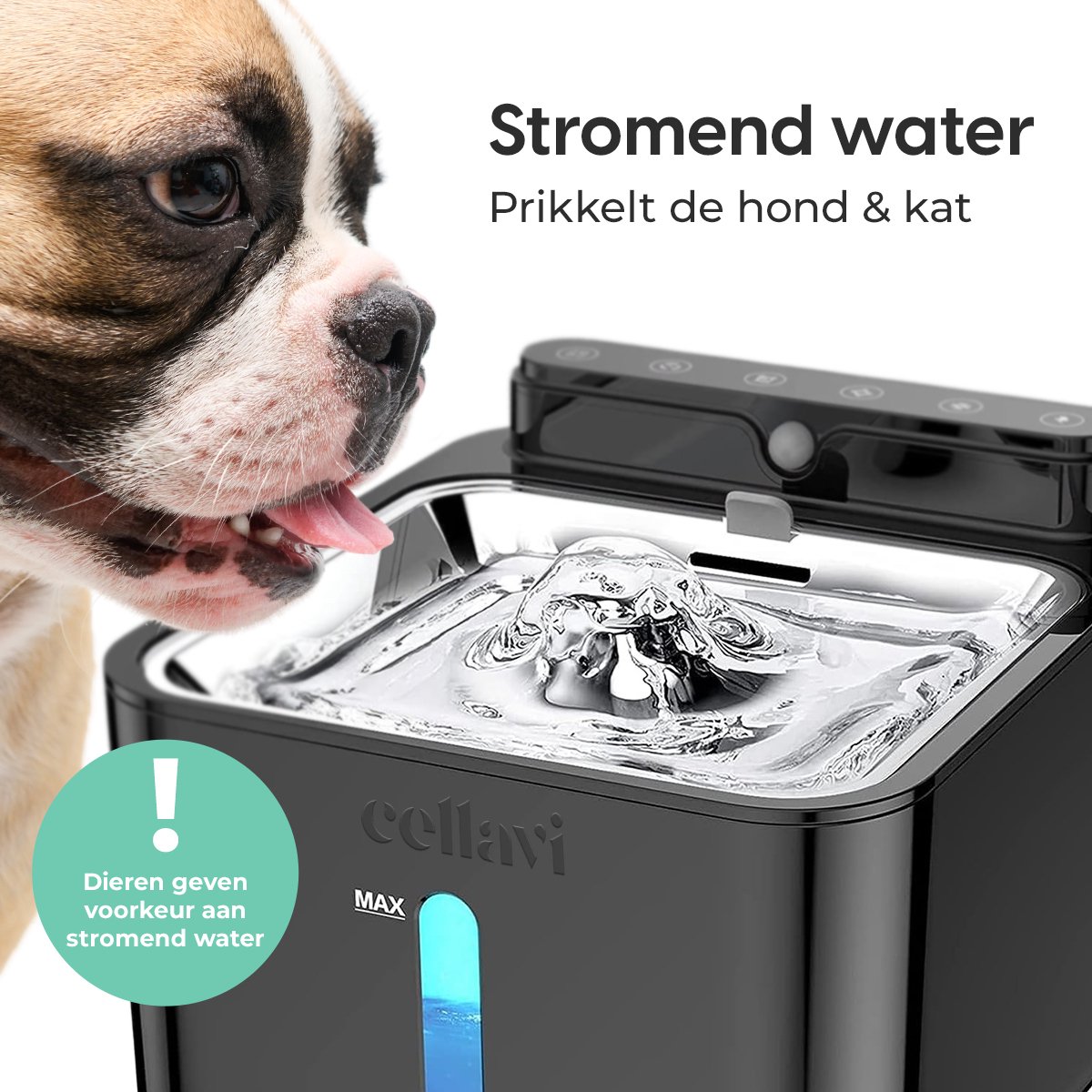 Cellavi S2A-X - Draadloze RVS Drinkfontein Kat met Sensor - Waterfontein Kat en Hond met 3 Standen - Kattenfontein 3.2L - Fluisterstil thumbnail 5