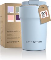 LARS NYSØM - 'Bevægelse' Thermos Coffee Mug-to-go 380ml - BPA-vrij met Isolatie - Lekvrije Roestvrijstalen Thermosbeker - Baby Blue