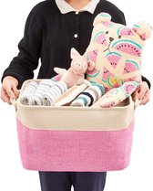 Set van 3 inklapbare opbergmanden, canvas stof tweed opbergorganizer, kubusbak met handgrepen voor kwekerij, planken, kleding, kinderen, speelgoed
