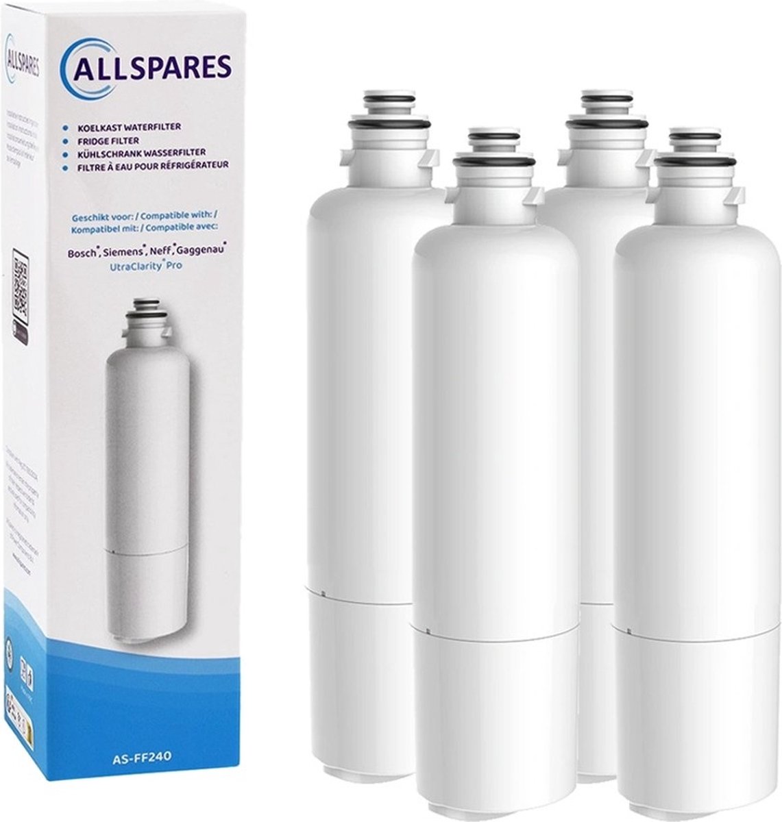AllSpares Waterfilter (4x) voor Koelkast UltraClarityPro geschikt voor Bosch Siemens Neff 11032518 / KSZ50UCP