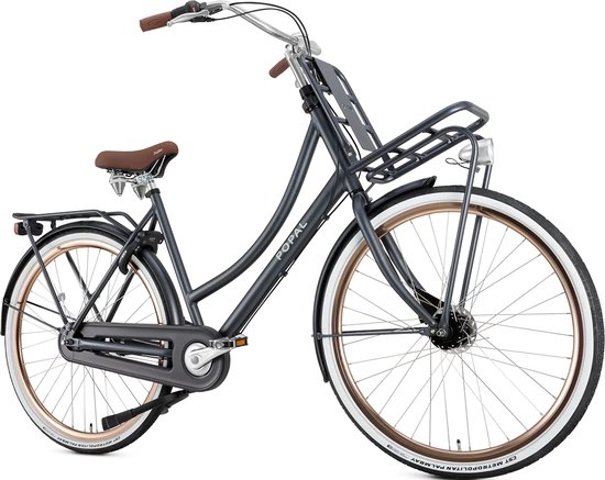 Vélo de transport Popal Daily Dutch Prestige N7 28 pouces - Femme - Cadre en aluminium - 53 cm - Blauw Petrol
