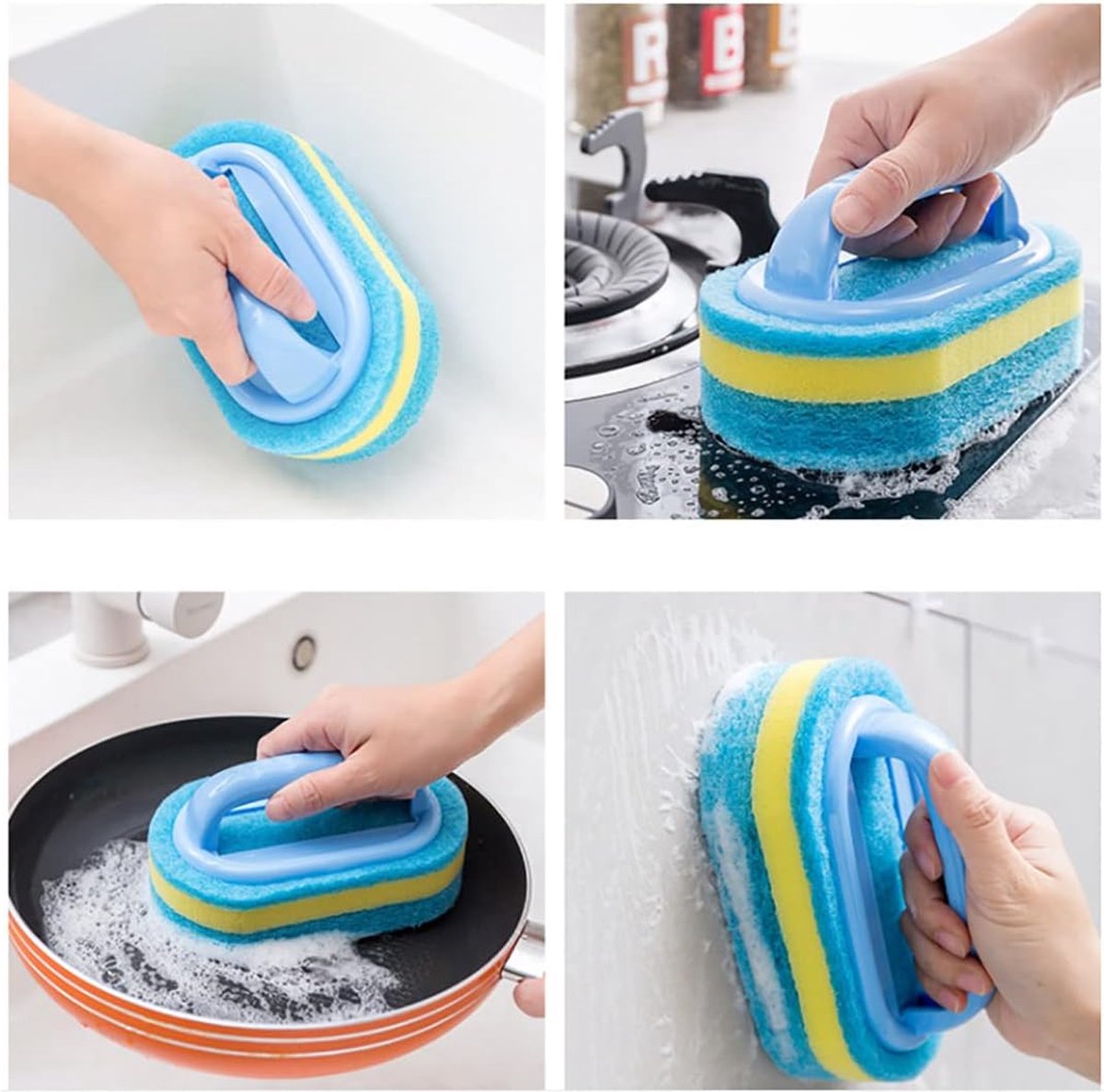 Goedkoopste Waledano® Sponsborstel Met Handvat - Afwasborstel - Reinigingsborstel - kunststof Handvat Spons - Tegel Borstel - Handgreep Borstel - 1 stuk