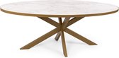 Stalux Ovale eettafel 'Mees' 240 x 110cm, kleur goud / wit marmer