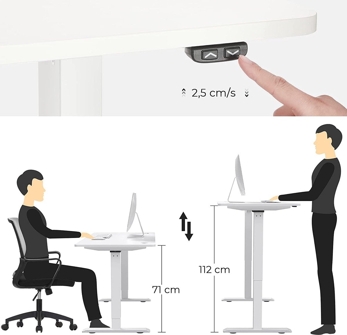 duo elektrische zit-sta bench (werkplek) - 140 x 80 cm - Robson