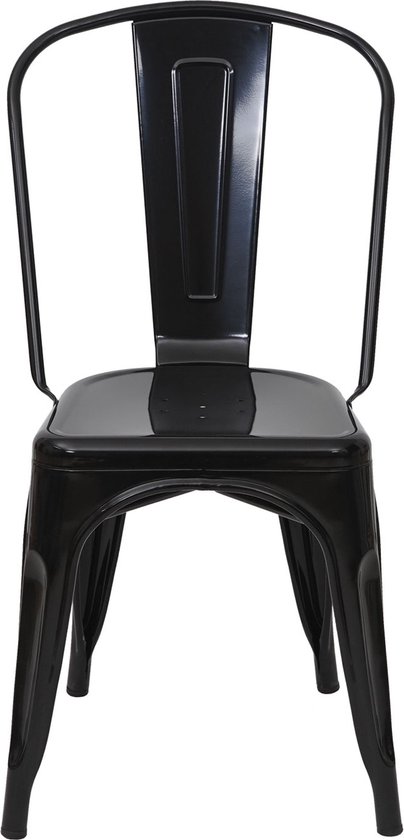 Cosmo Casa Stoel - Bistrostoel stapelbare stoel - Metalen industrieel ontwerp stapelbaar - Zwart
