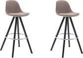 Clp Franklin Set van 2 barkrukken - Rond frame - Stof - Taupe - Kleur onderstel Zwart