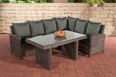 Clp Minari Lounge Dining Set - 5mm Poly-rotan - 5 mm ronde rotan : grauwgemeleerd overtrek: antraciet