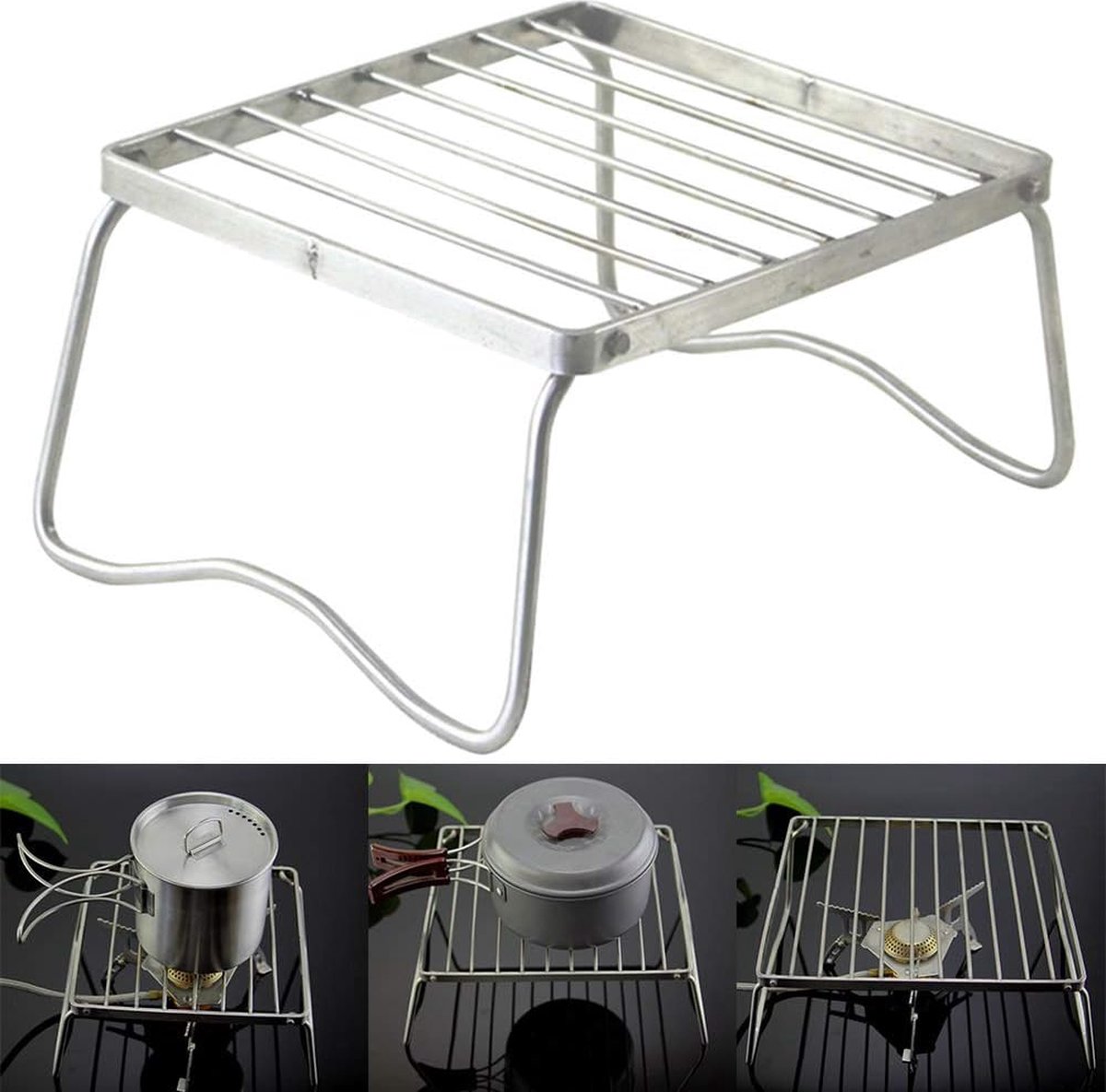 Grillrooster, draagbare opvouwbare grill, 1 stuk, zilver