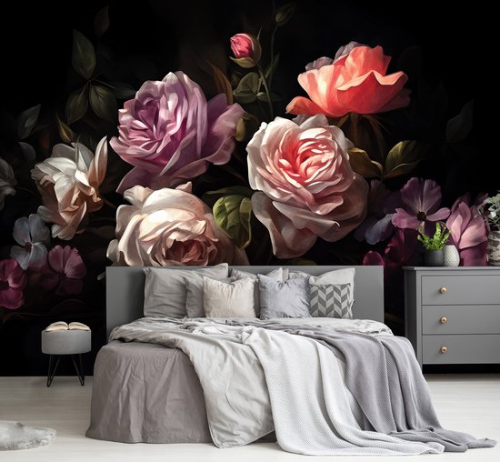Roze bloemen behang bestellen? | Met gratis lijm