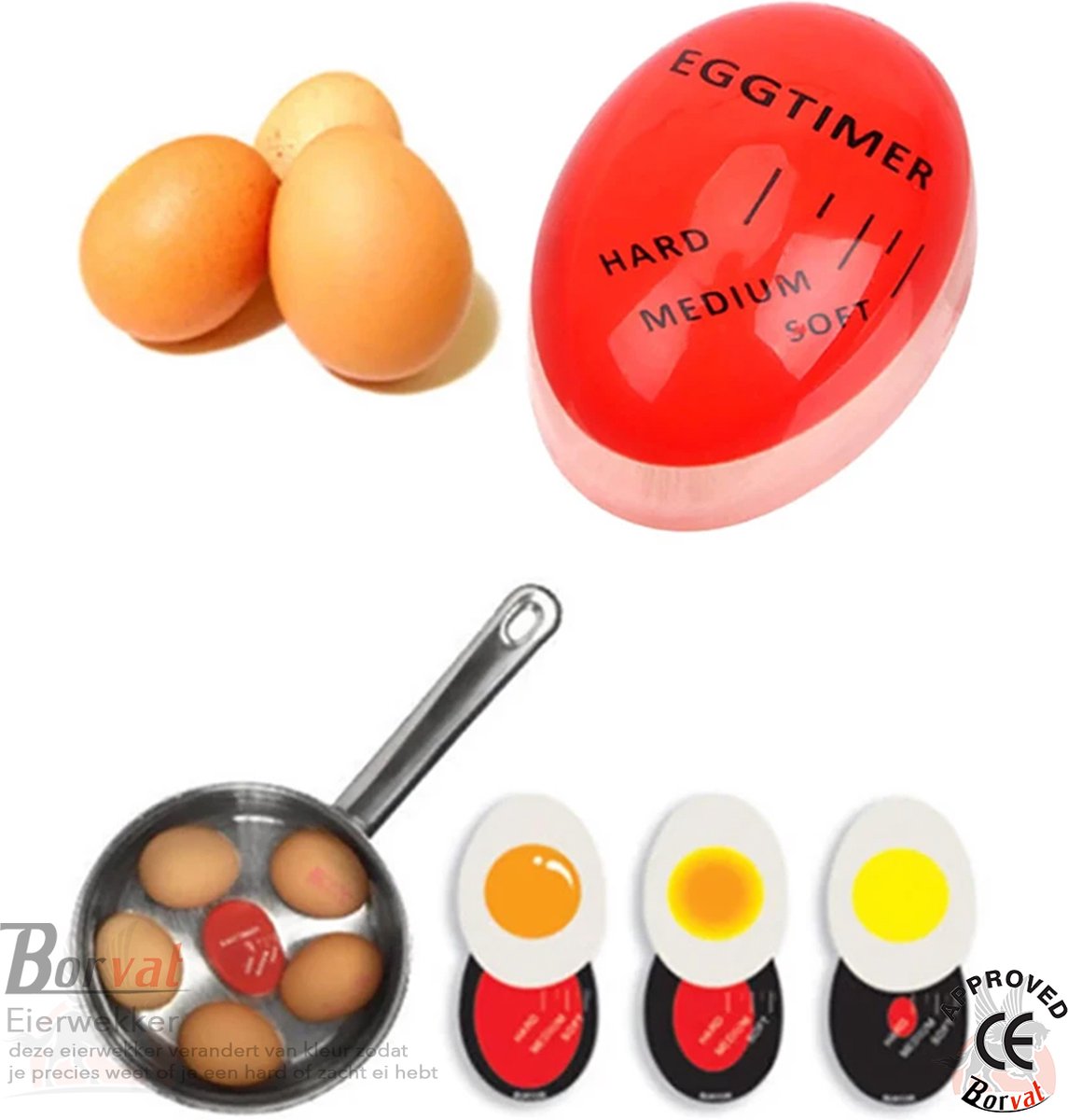 Borvat® - Eierwekker - Kookwekker - Egg timer - Eierkoker - Ei timer - Ei Timer - Ei wekker