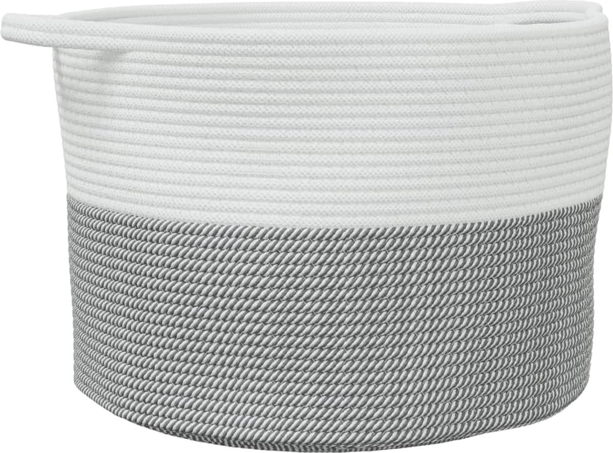 Goedkoopste vidaXL - Wasmand - Ø - 55x36 - cm - katoen - grijs - en - wit