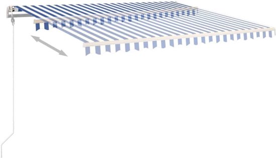 vidaXL Auvent extensible - polyester - 400x350 cm - bleu/blanc - Protection solaire de fenêtre