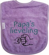 Lavendel kleurige slab met "Papa's lieveling" - pappa, vader, vaderdag, kraamcadeautje, verjaardag, cadeautje, baby, paars, lila