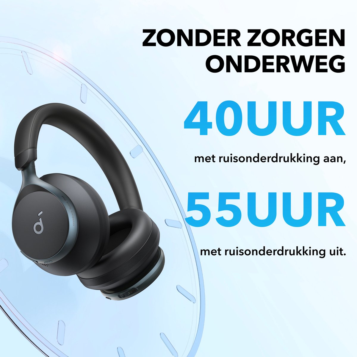 soundcore by Anker Space One Draadloze Over-ear Koptelefoon Zwart - Headphones - Active Noise Cancelling, Multipoint Connection, 55 uur accuduur, Bluetooth 5.3, LDAC, Hi-Res Certified — afbeelding 7