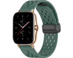 Siliconen bandje - geschikt voor Amazfit GTS / GTS 2(E) / GTS 2 Mini / GTS 3 / 4 (Mini) / Bip (S) / Bip U (Pro) / Bip Lite / Bip 3 (Pro) / GTR 42 mm / Pop (Pro) / Active (2) - donkergroen