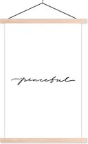 Posterhanger incl. Poster 120x180 cm - Schoolplaat - Quotes - Peaceful - Zwart wit - Tekst - Textielposter - Blanke latten