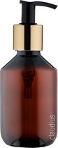 Lege Plastic Fles 250 ml PET Amber bruin - met gouden pomp - set van 10 stuks - navulbaar - leeg