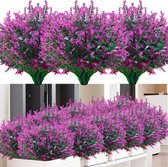 Artificial Flowers for Outdoor Use, 12 Bundles, Lavender Artificial Flowers, Weatherproof Balcony Plants, Artificial Plants, Bushes for Outdoor, Indoor, Balcony, Balcony Box, Flower Box,