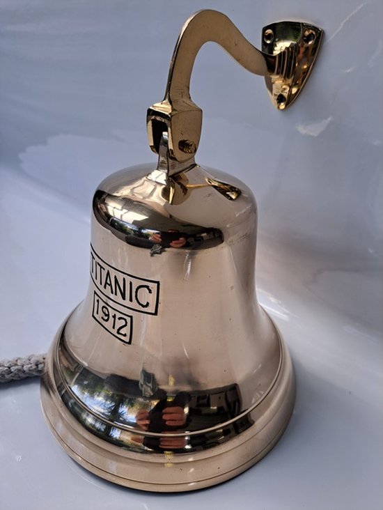 Messing XXL scheepsbel TITANIC 1912 JAV3P4950 uniek groot model diameter 18,5 cm - deurbel - voordeurbel cafebel - bel — afbeelding 4