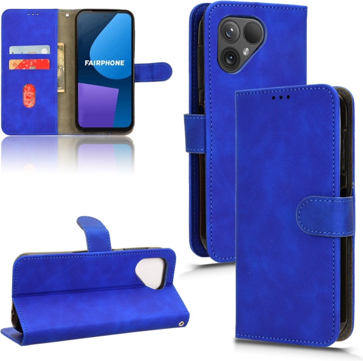 Retro mat blauw agenda book case hoesje Fairphone 5
