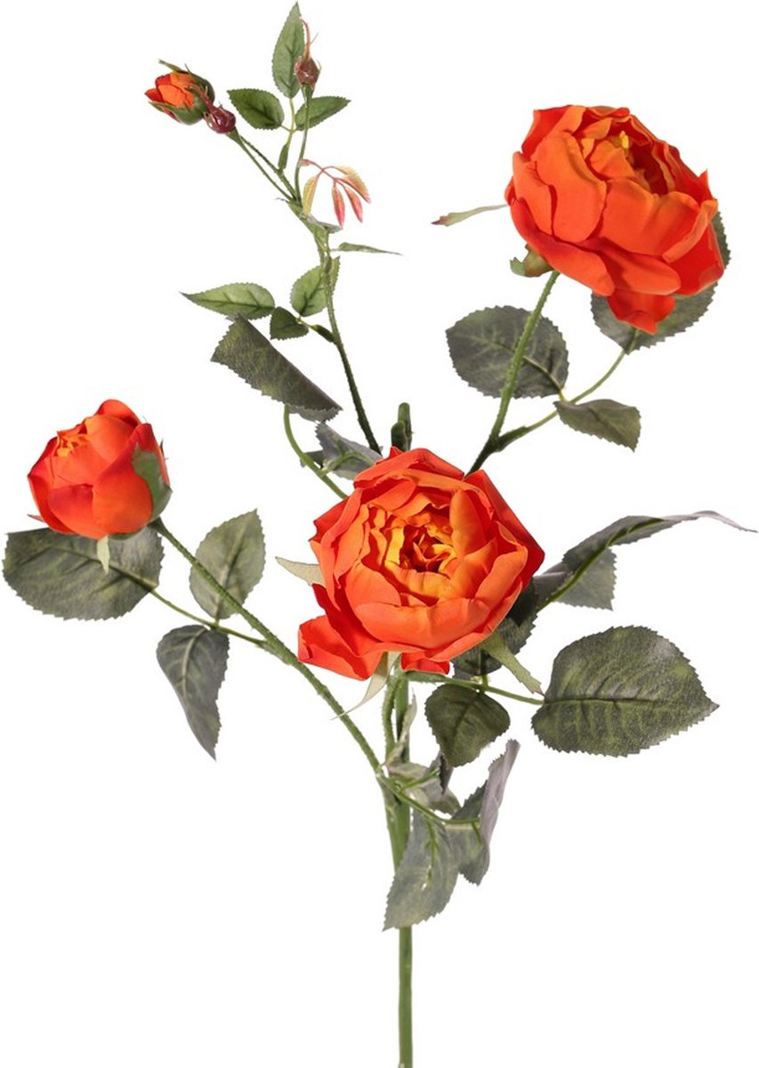 Top Art Kunstbloem roos Ariana - oranje - 73 cm - kunststof steel - decoratie bloemen