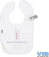 VIB® - Slabbetje Luxe velours - Amsterdammertje (wit) - Babykleertjes - Baby cadeau