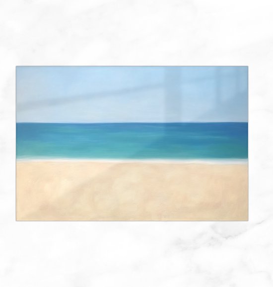 La Décoration murale - Peinture sur verre - Peinture de plage - Paysage - Nature - Art minimaliste - Peinture de chambre - 90x60 cm - Accessoires de maison