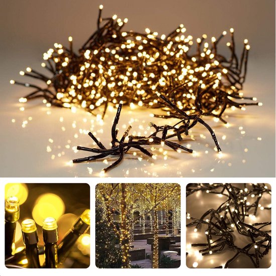 Foto: Cheqo kerstverlichting kerstboomverlichting kerstlampjes 600 led 9m voor binnen en buiten timer 8 lichtfuncties lang snoer warm wit clusterverlichting sfeerverlichting feestverlichting