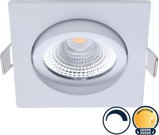 Spot encastrable LED à intensité variable blanc, carré, variable pour réchauffer, petite profondeur d'encastrement, IP54