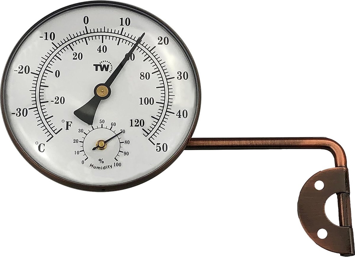 buitenthermometer hygrometer met stijlvol wijzerplaatontwerp - tuinthermometer geschikt voor buitentemperatuur en vochtigheidsmeter meter meter muur kas garage zwaaiende arm voor eenvoudige