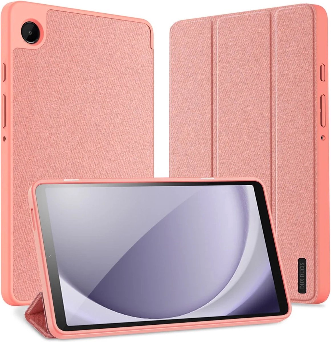 Geschikt voor Dux Ducis Samsung Galaxy Tab A9 Hoes Tri-Fold Book Case Roze