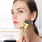 Derma Roller 0.3 MM Goud I Dermaroller I Dermarolling I 540 Naalden| Baardroller I Stimuleert Haar en Baardgroei I Gezichtsverzorging | Huidverzorging