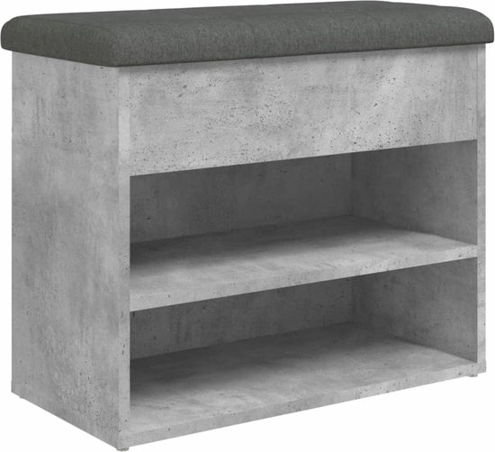vidaXL - Schoenenbankje - 62x32x50 - cm - bewerkt - hout - betongrijs