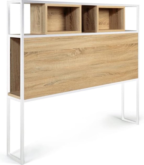 Hoofdeinde Detroit 145 cm, industrieel design, hout en metaal, wit